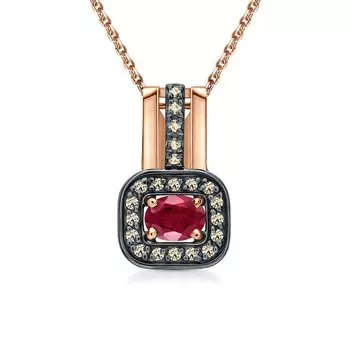 Золотая подвеска с бриллиантами природными и рубинами природными