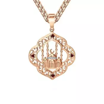 Золотая подвеска с бриллиантами природными и рубинами природными