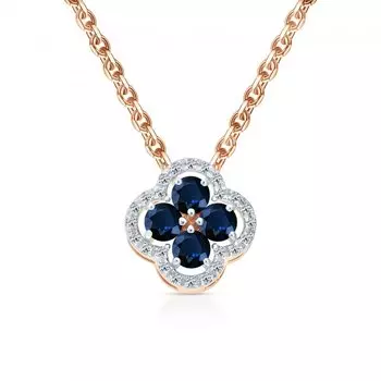 Золотая подвеска с бриллиантами природными и сапфирами природными