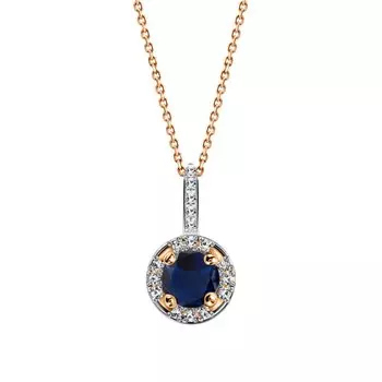 Золотая подвеска с бриллиантами природными и сапфирами природными