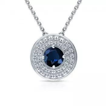 Золотая подвеска с бриллиантами природными и сапфирами природными