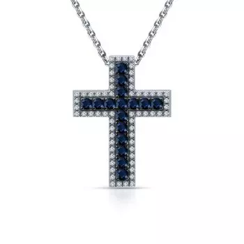 Золотая подвеска с бриллиантами природными и сапфирами природными