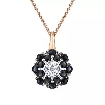 Золотая подвеска с бриллиантами природными и сапфирами природными