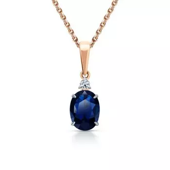 Золотая подвеска с бриллиантами природными и сапфирами природными