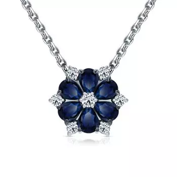 Золотая подвеска с бриллиантами природными и сапфирами природными