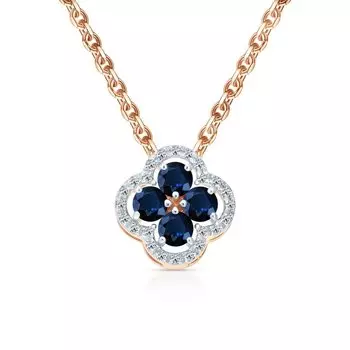 Золотая подвеска с бриллиантами природными и сапфирами природными