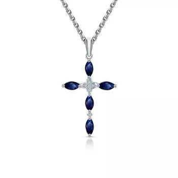 Золотая подвеска с бриллиантами природными и сапфирами природными