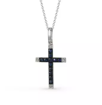 Золотая подвеска с бриллиантами природными и сапфирами природными