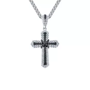 Золотая подвеска с бриллиантами природными и сапфирами природными