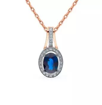 Золотая подвеска с бриллиантами природными и сапфирами природными