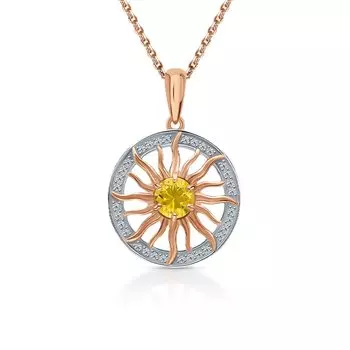 Золотая подвеска с бриллиантами природными и сапфирами природными