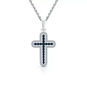 Золотая подвеска с бриллиантами природными и сапфирами природными