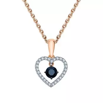 Золотая подвеска с бриллиантами природными и сапфирами природными