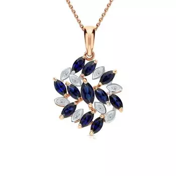 Золотая подвеска с бриллиантами природными и сапфирами выращенными