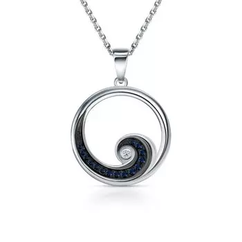 Золотая подвеска с бриллиантами природными и сапфирами природными