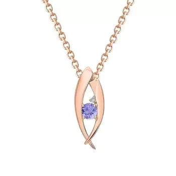 Золотая подвеска с бриллиантами природными и танзанитами природными