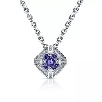 Золотая подвеска с бриллиантами природными и танзанитами природными