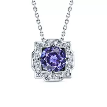 Золотая подвеска с бриллиантами природными и танзанитами природными