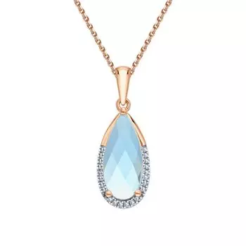 Золотая подвеска с бриллиантами природными и топазами природными