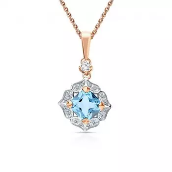 Золотая подвеска с бриллиантами природными и топазами природными