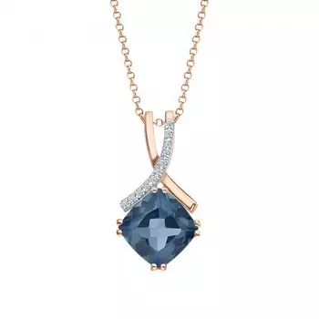 Золотая подвеска с бриллиантами природными и топазами природными