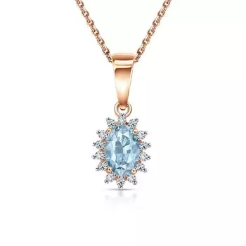 Золотая подвеска с бриллиантами природными и топазами природными