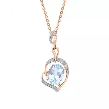 Золотая подвеска с бриллиантами природными и топазами природными