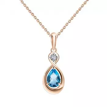 Золотая подвеска с бриллиантами природными и топазами природными