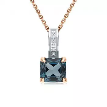 Золотая подвеска с бриллиантами природными и топазами природными