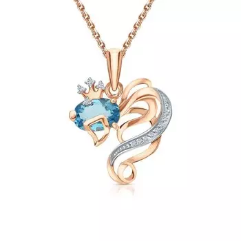 Золотая подвеска с бриллиантами природными и топазами природными