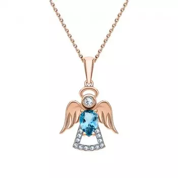 Золотая подвеска с бриллиантами природными и топазами природными