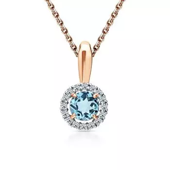 Золотая подвеска с бриллиантами природными и топазами природными