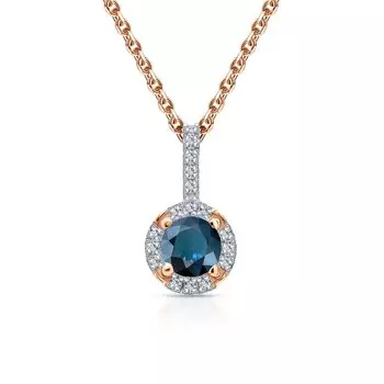 Золотая подвеска с бриллиантами природными и топазами природными