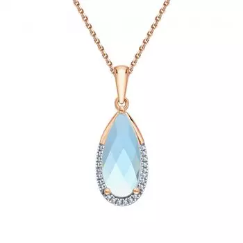 Золотая подвеска с бриллиантами природными и топазами природными