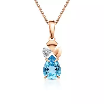 Золотая подвеска с бриллиантами природными и топазами природными