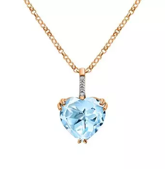 Золотая подвеска с бриллиантами природными и топазами природными