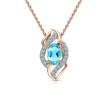 Золотая подвеска с бриллиантами природными и топазами природными