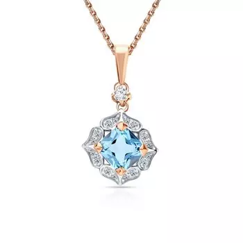 Золотая подвеска с бриллиантами природными и топазами природными