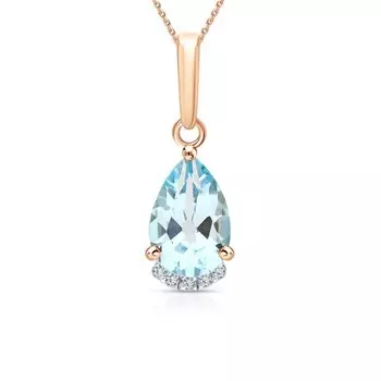 Золотая подвеска с бриллиантами природными и топазами природными