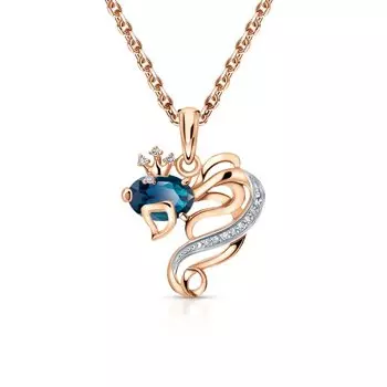 Золотая подвеска с бриллиантами природными и топазами природными