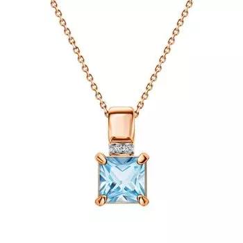 Золотая подвеска с бриллиантами природными и топазами природными