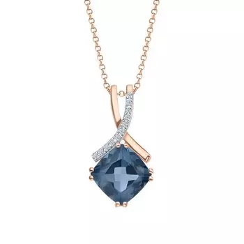 Золотая подвеска с бриллиантами природными и топазами природными