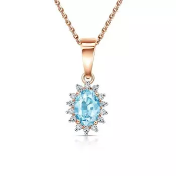 Золотая подвеска с бриллиантами природными и топазами природными