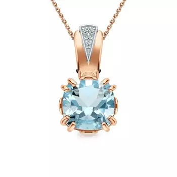 Золотая подвеска с бриллиантами природными и топазами природными