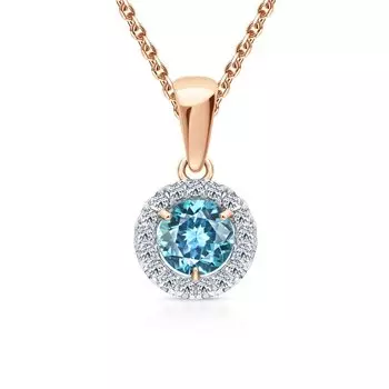 Золотая подвеска с бриллиантами природными и топазами природными