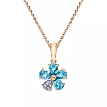 Золотая подвеска с бриллиантами природными и топазами природными