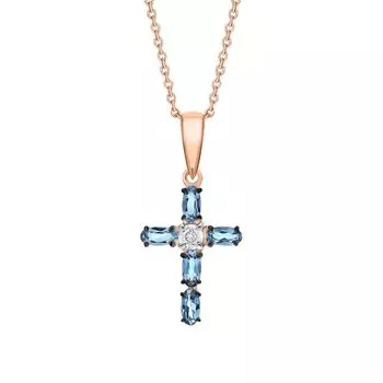 Золотая подвеска с бриллиантами природными и топазами природными