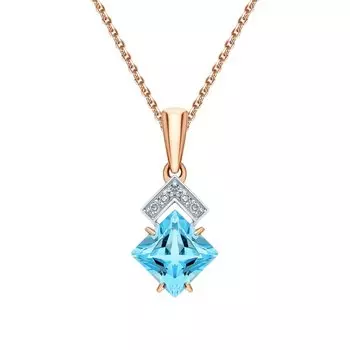 Золотая подвеска с бриллиантами природными и топазами природными