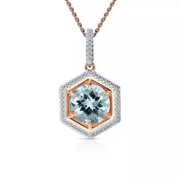 Золотая подвеска с бриллиантами природными и топазами природными