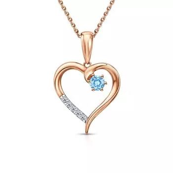 Золотая подвеска с бриллиантами природными и топазами природными